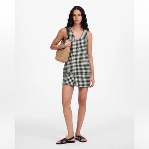 Madewell V-Neck Mini Vest Dress in Gingham